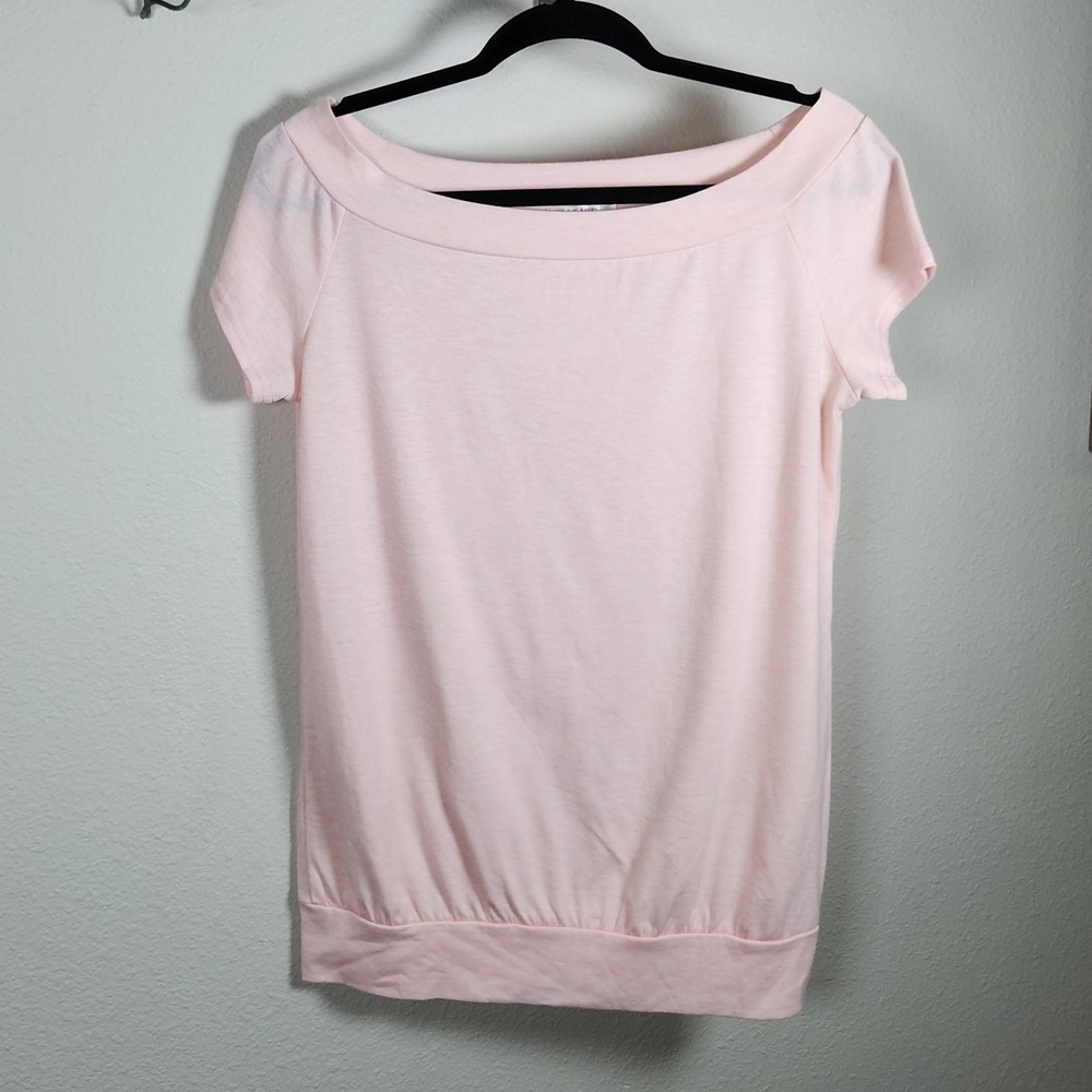 HALIFE Women's Light Pink Short Sleeve Casual Tunic Top Blouse Flowy Shirt Sz Sm